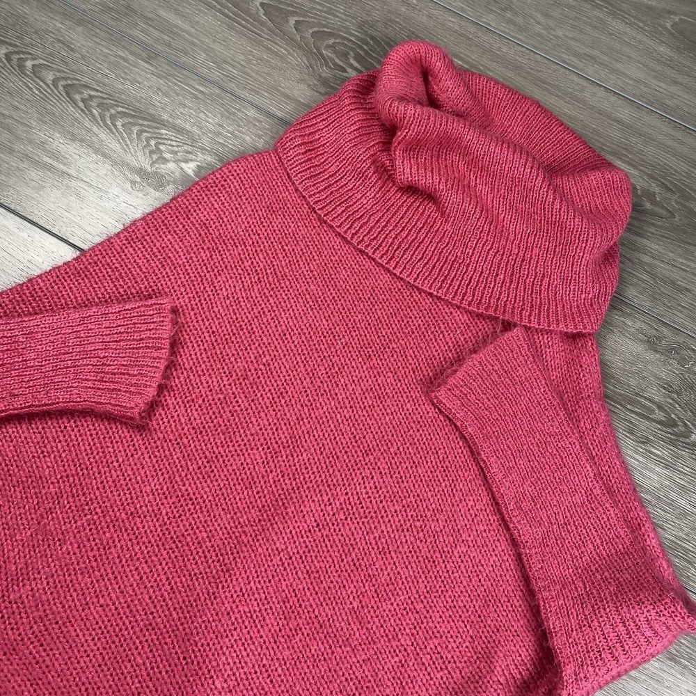 Wooden Ships Women's Mohair Blend Cowl Neck Pullover Sweater Pink Medium
